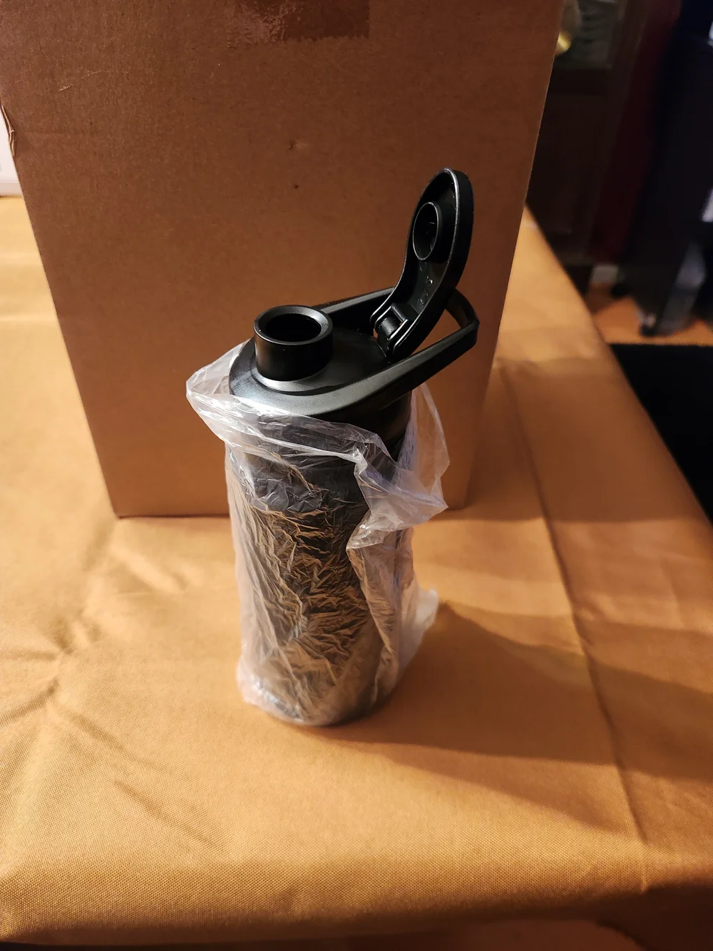 Black Travel Water Bottle with Flip Top Lid - Brand Unspecified